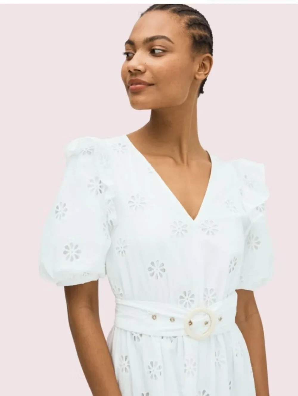 Kate Spade New York white eyelet clover dress Sz4